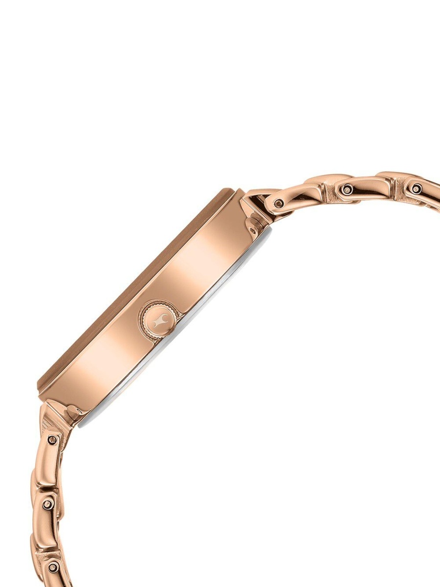 Women Rose Gold Dial Watch with Stainless Steel Strap, 3 ATM Water-Resistant
