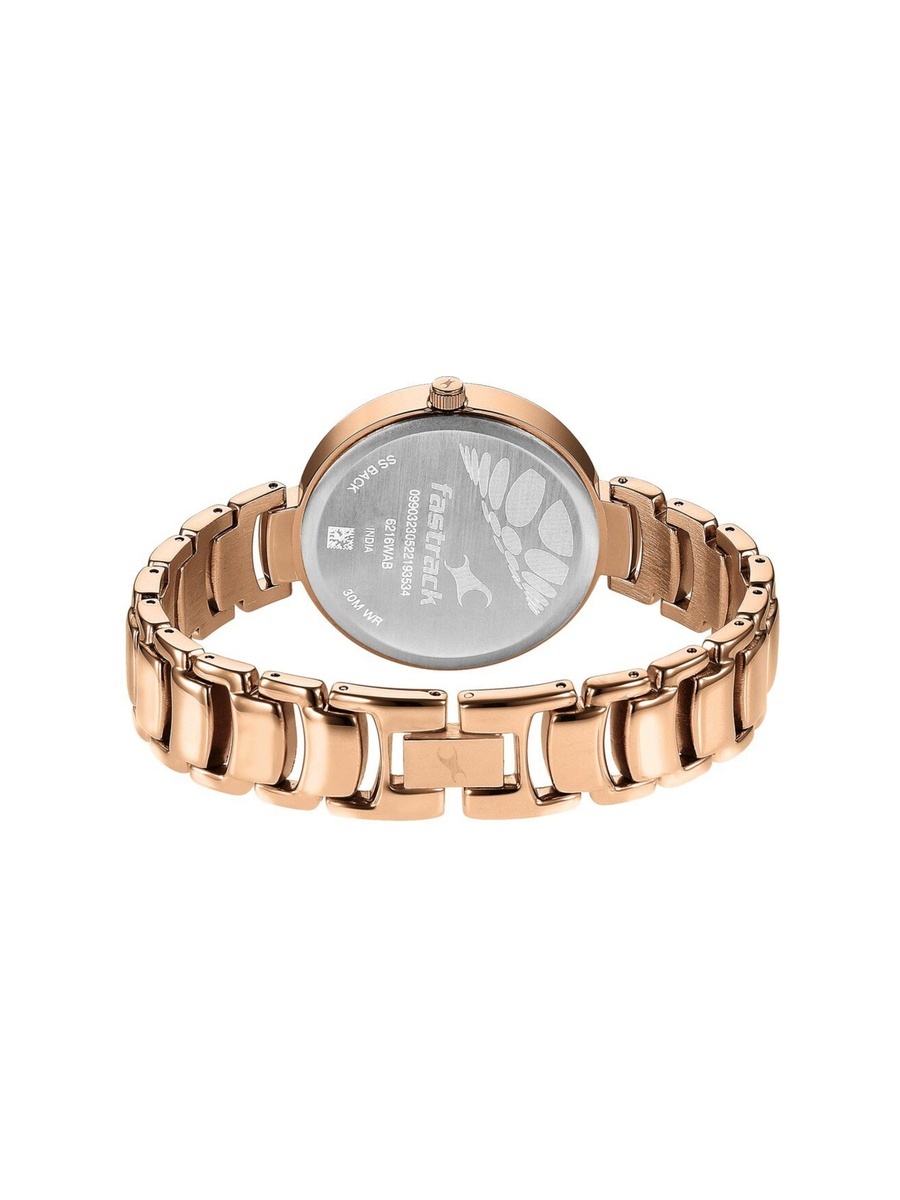 Women Rose Gold Dial Watch with Stainless Steel Strap, 3 ATM Water-Resistant