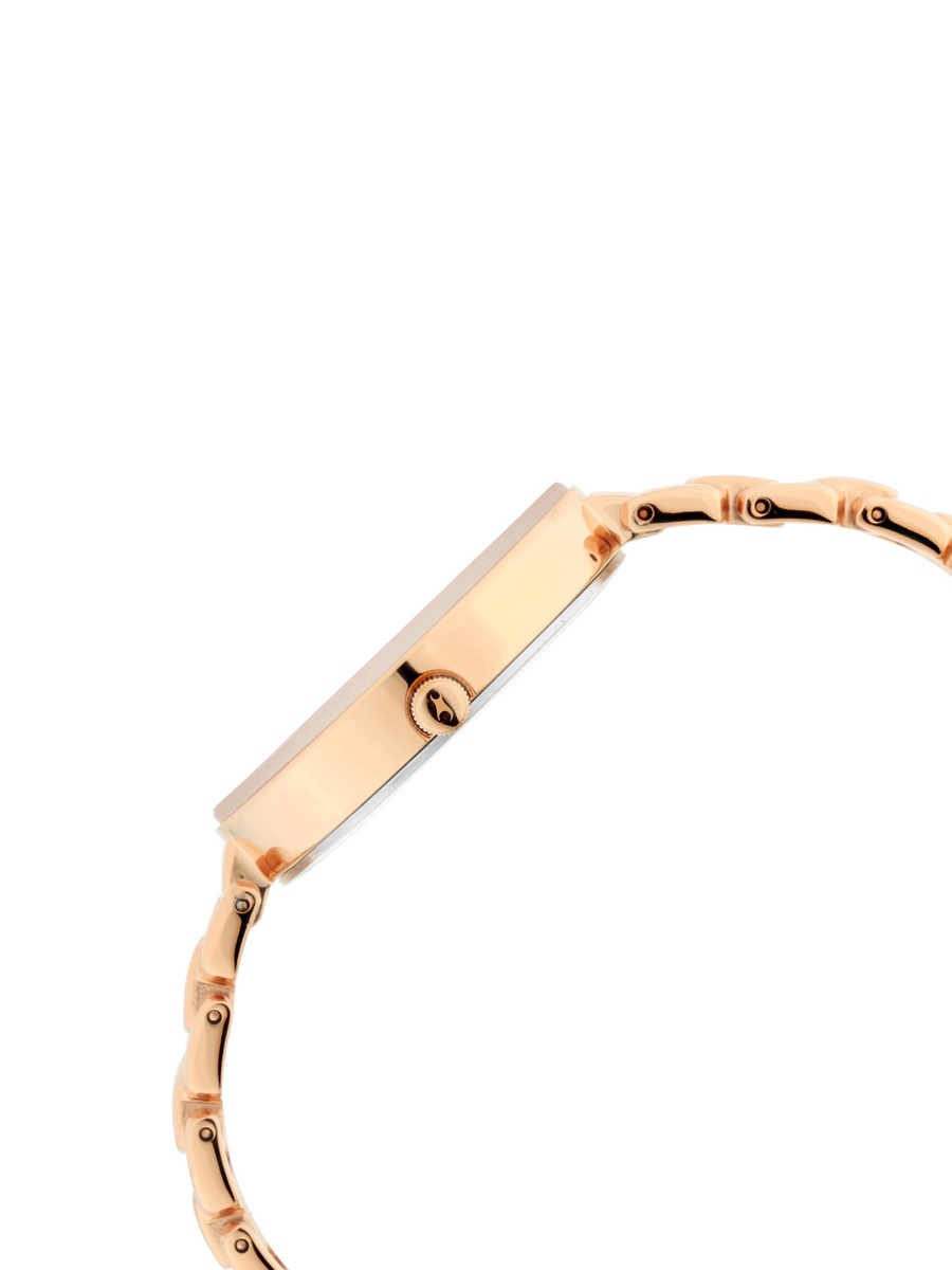 Women Pink Dial Watch with Stainless Steel Strap, Quartz Movement