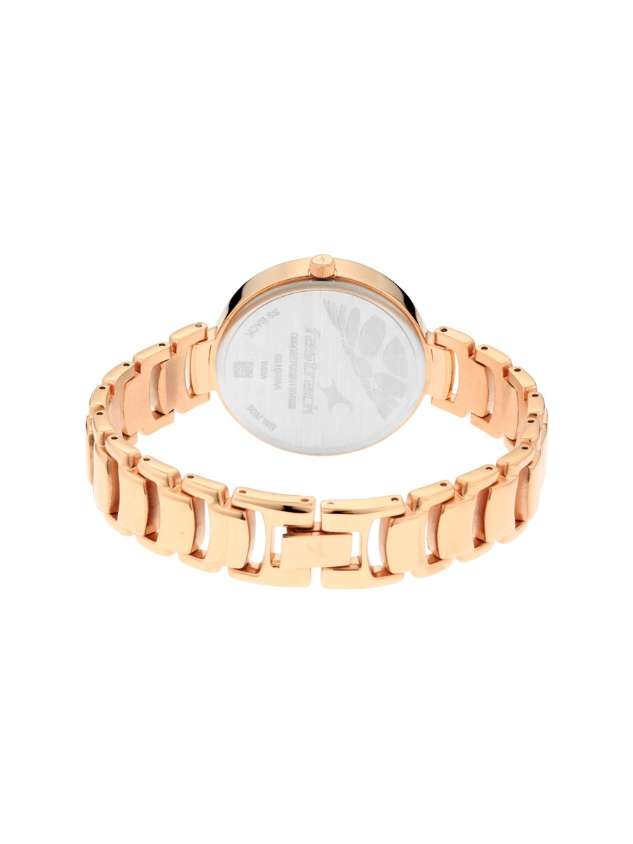 Women Pink Dial Watch with Stainless Steel Strap, Quartz Movement
