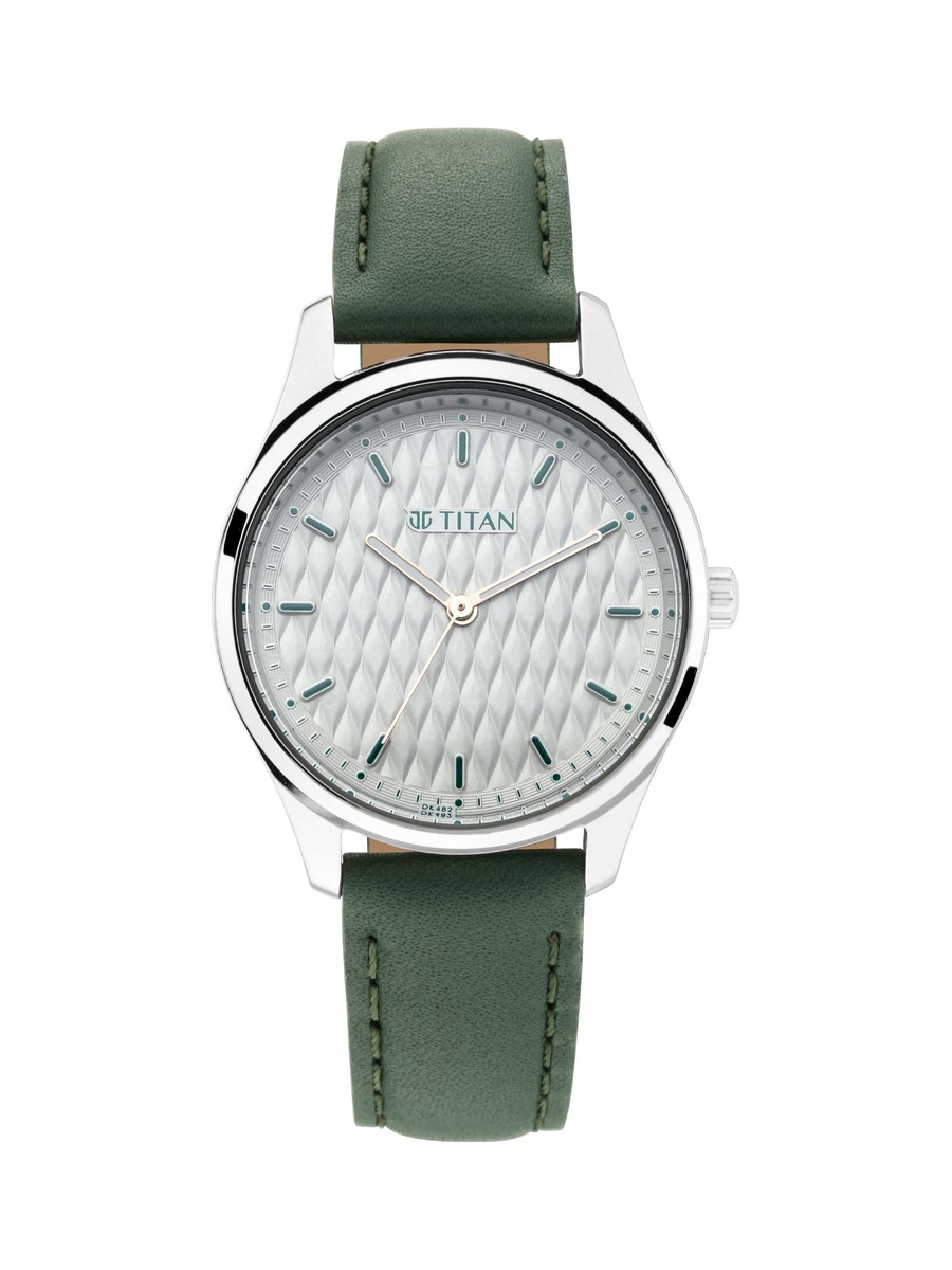 Women Workwear Watch with White Dial and Leather Strap, Quartz