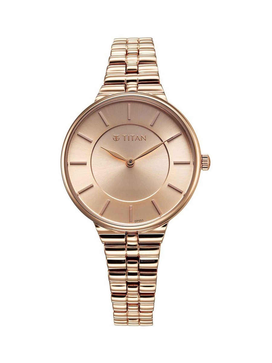 Women Aura Quartz Analog Watch with Rose Gold Dial and Stainless Steel Strap, 50M Water Resistance