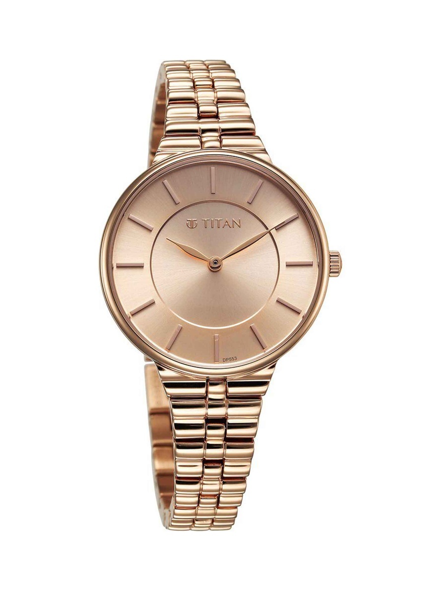 Women Aura Quartz Analog Watch with Rose Gold Dial and Stainless Steel Strap, 50M Water Resistance