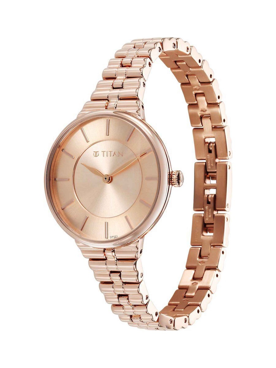 Women Aura Quartz Analog Watch with Rose Gold Dial and Stainless Steel Strap, 50M Water Resistance