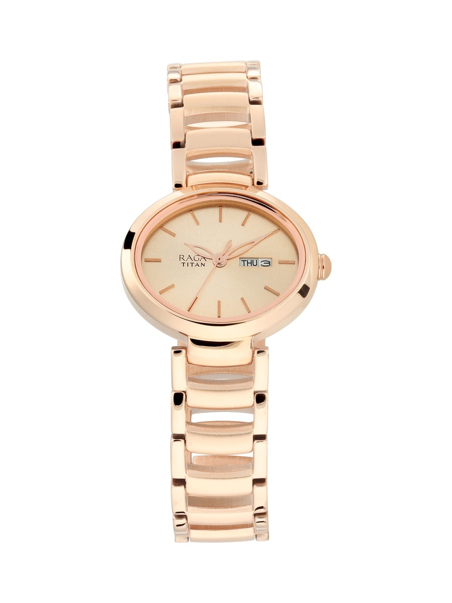Women Raga Rose Gold Dial Watch with Metal Strap, Quartz Movement
