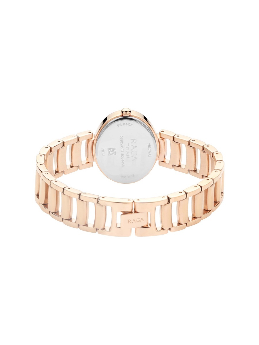Women Raga Rose Gold Dial Watch with Metal Strap, Quartz Movement