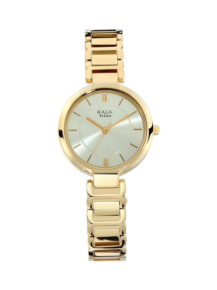 Women Raga Viva Watch with Champagne Dial and Stainless Steel Strap, Quartz