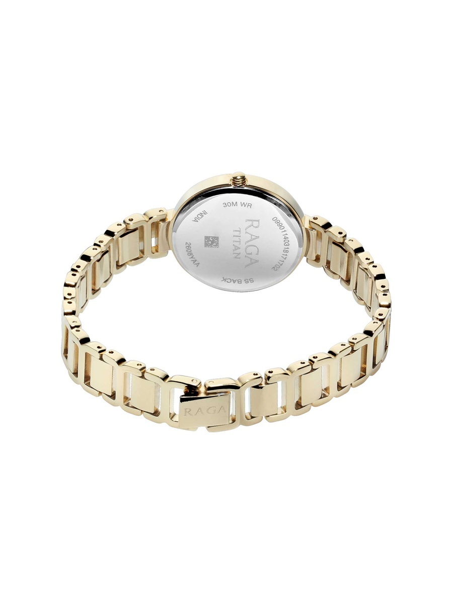 Women Raga Viva Watch with Champagne Dial and Stainless Steel Strap, Quartz
