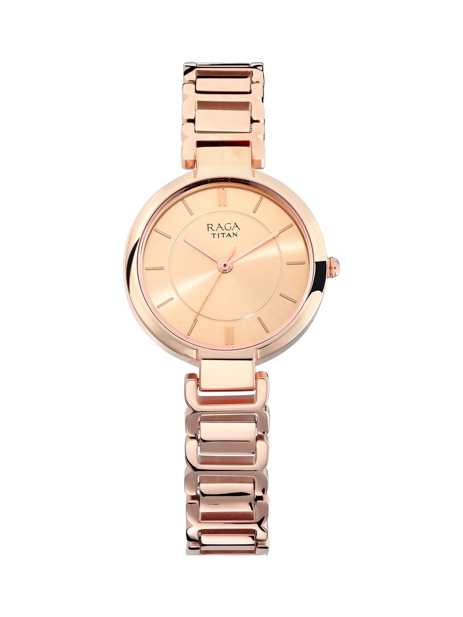 Women Raga Viva Watch with Rose Gold Dial and Metal Strap, Quartz