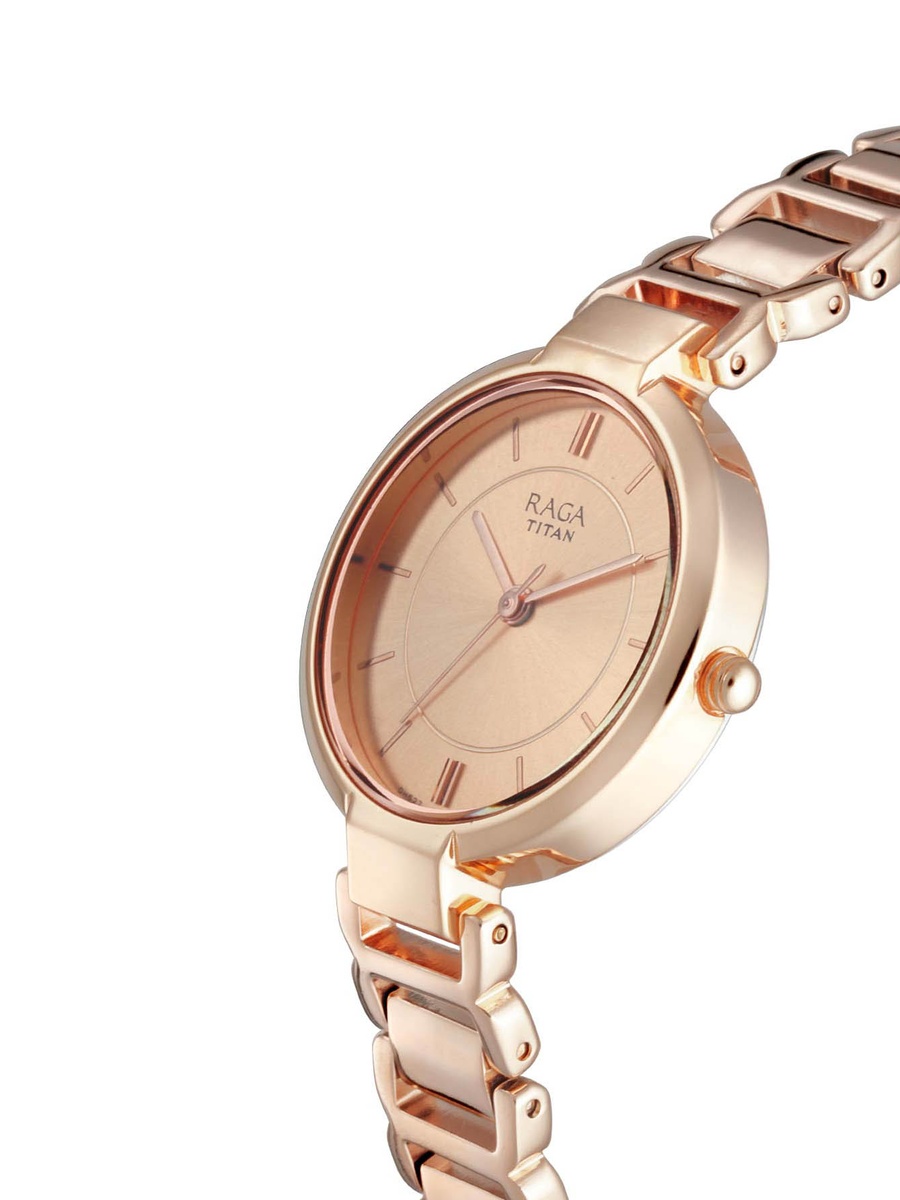 Women Raga Viva Watch with Rose Gold Dial and Metal Strap, Quartz