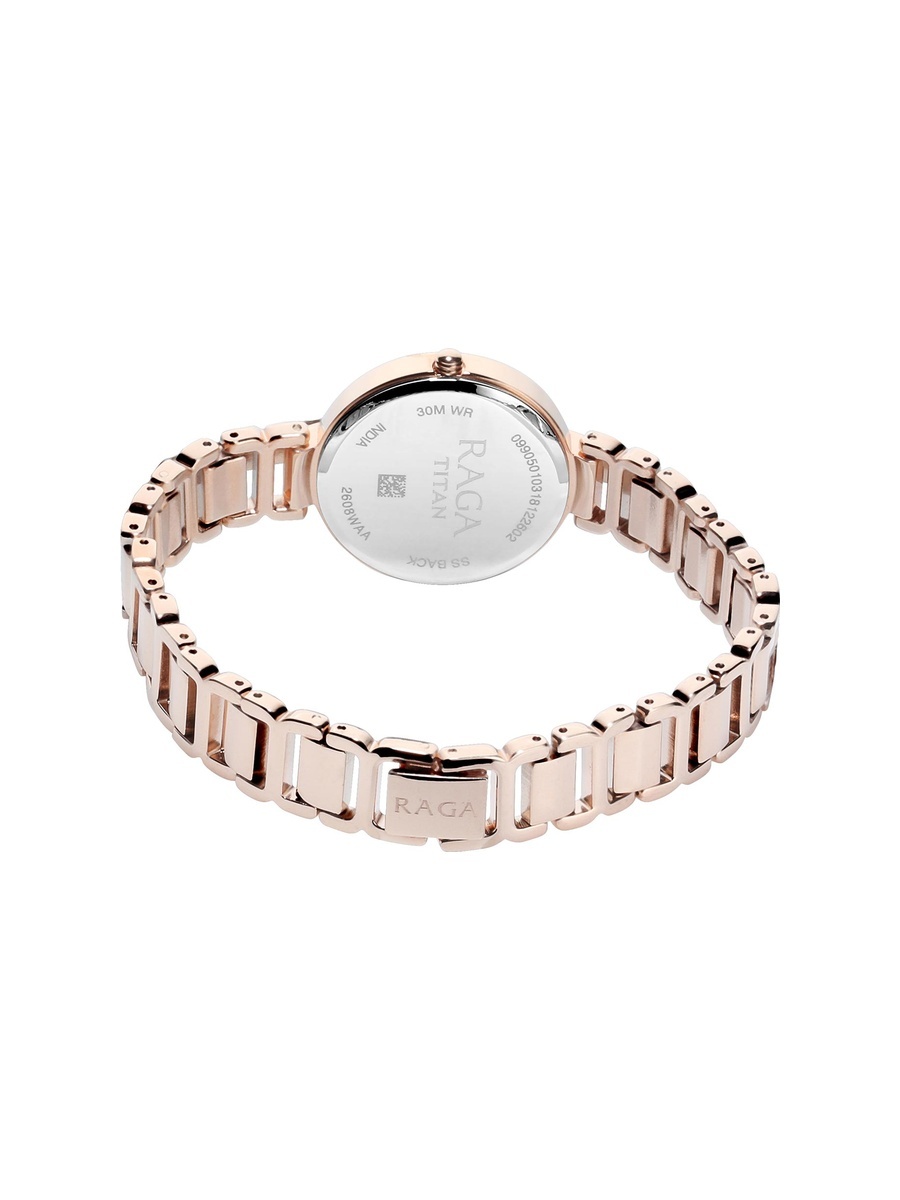 Women Raga Viva Watch with Rose Gold Dial and Metal Strap, Quartz
