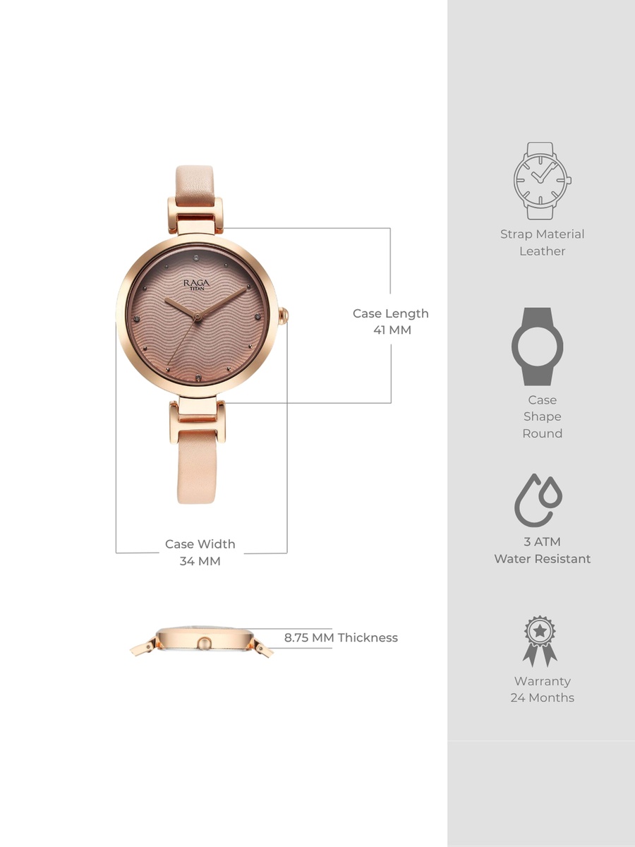 Women Raga Memoirs Watch with Pink Dial and Metal Strap, Quartz Movement
