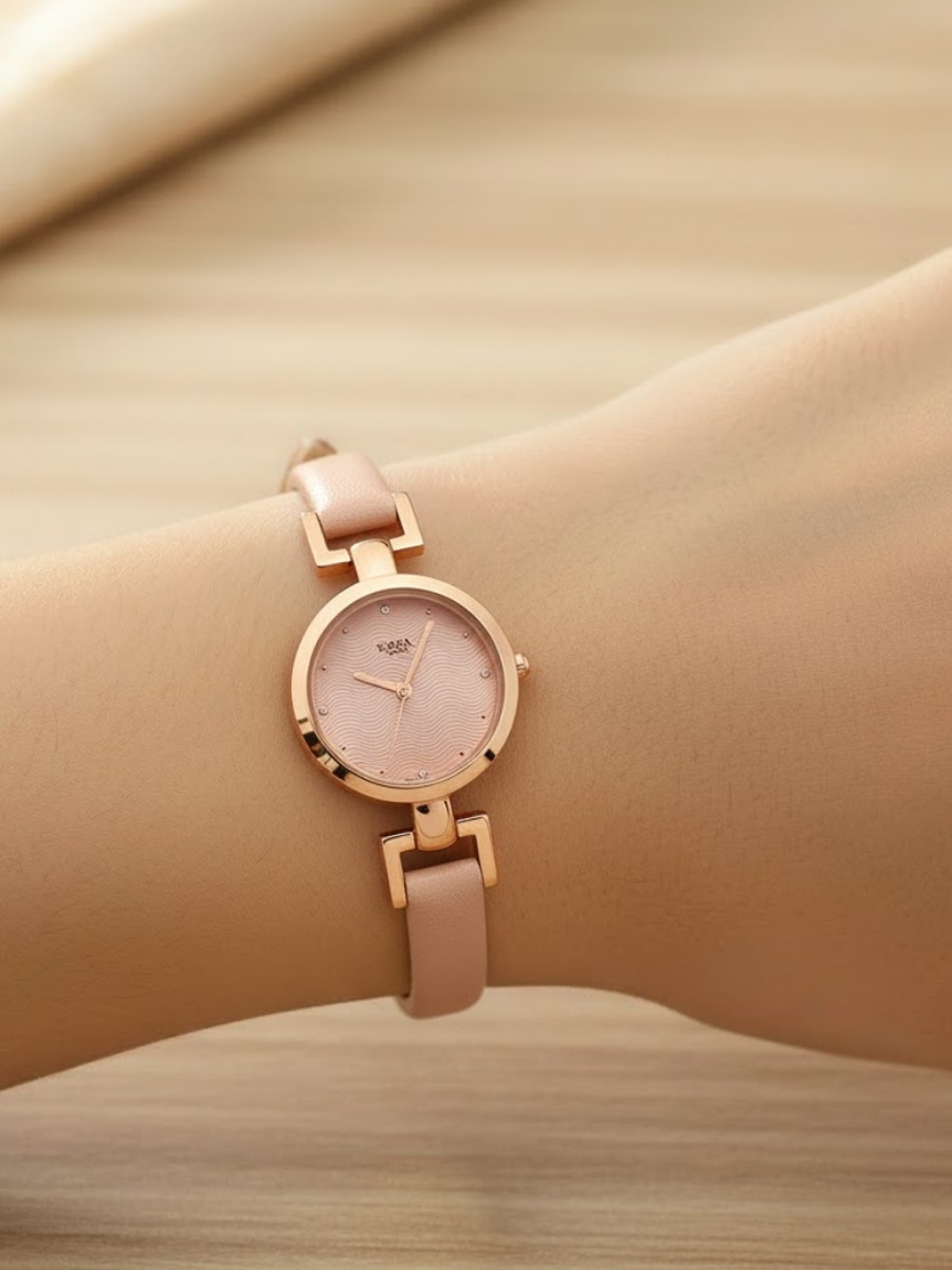 Women Raga Memoirs Watch with Pink Dial and Metal Strap, Quartz Movement