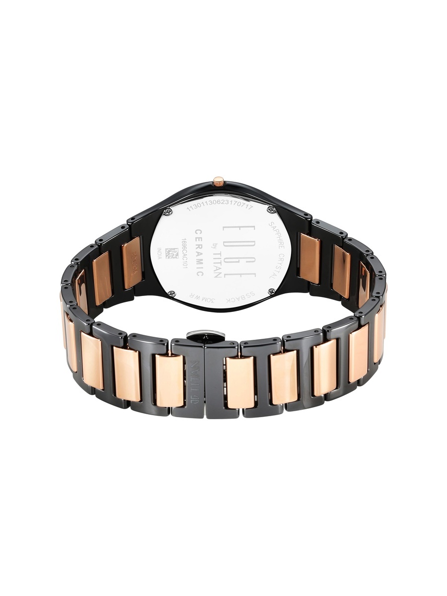 Women Edge Ceramic Quartz Watch with Black Dial