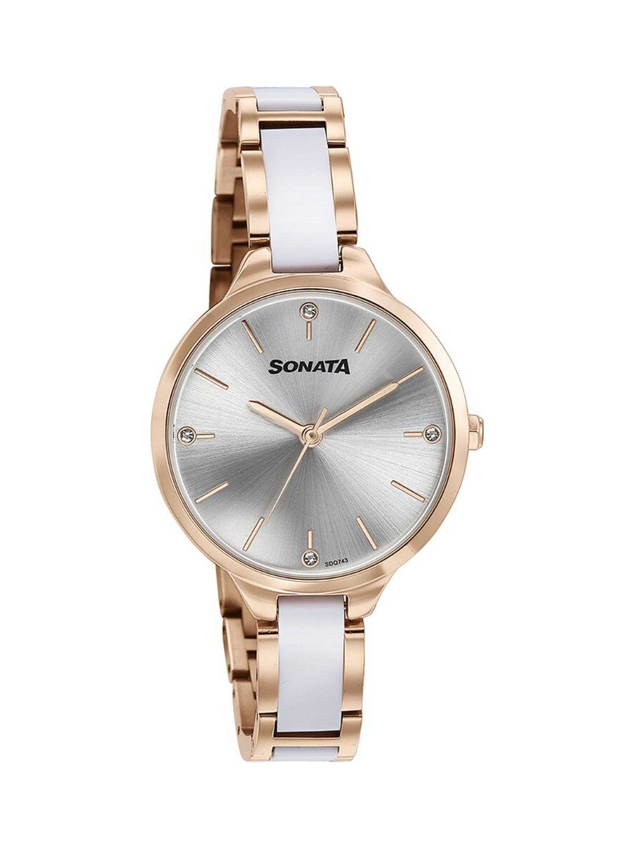 Women Two-Toned Stainless Steel Strap Watch