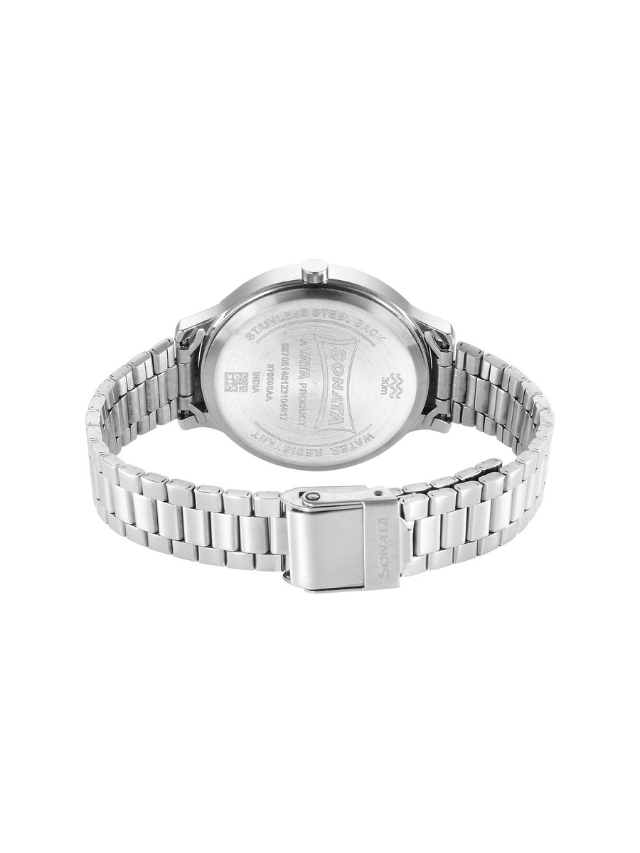 Women Blue Dial Silver Stainless Steel Watch