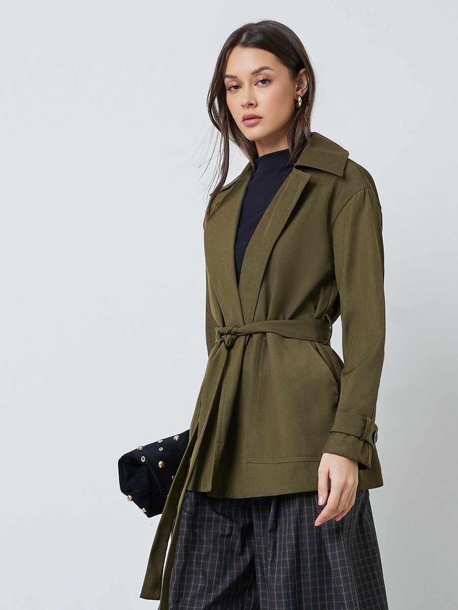 Olive Regular Fit Longline Tailored Jacket