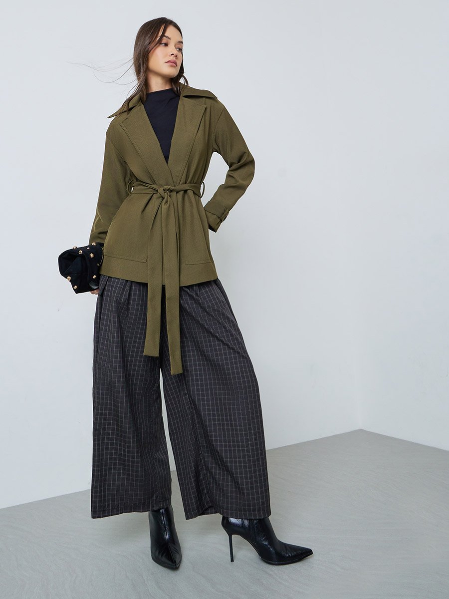 Olive Regular Fit Longline Tailored Jacket