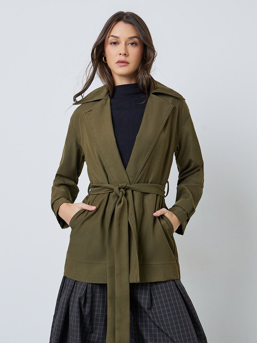 Olive Regular Fit Longline Tailored Jacket