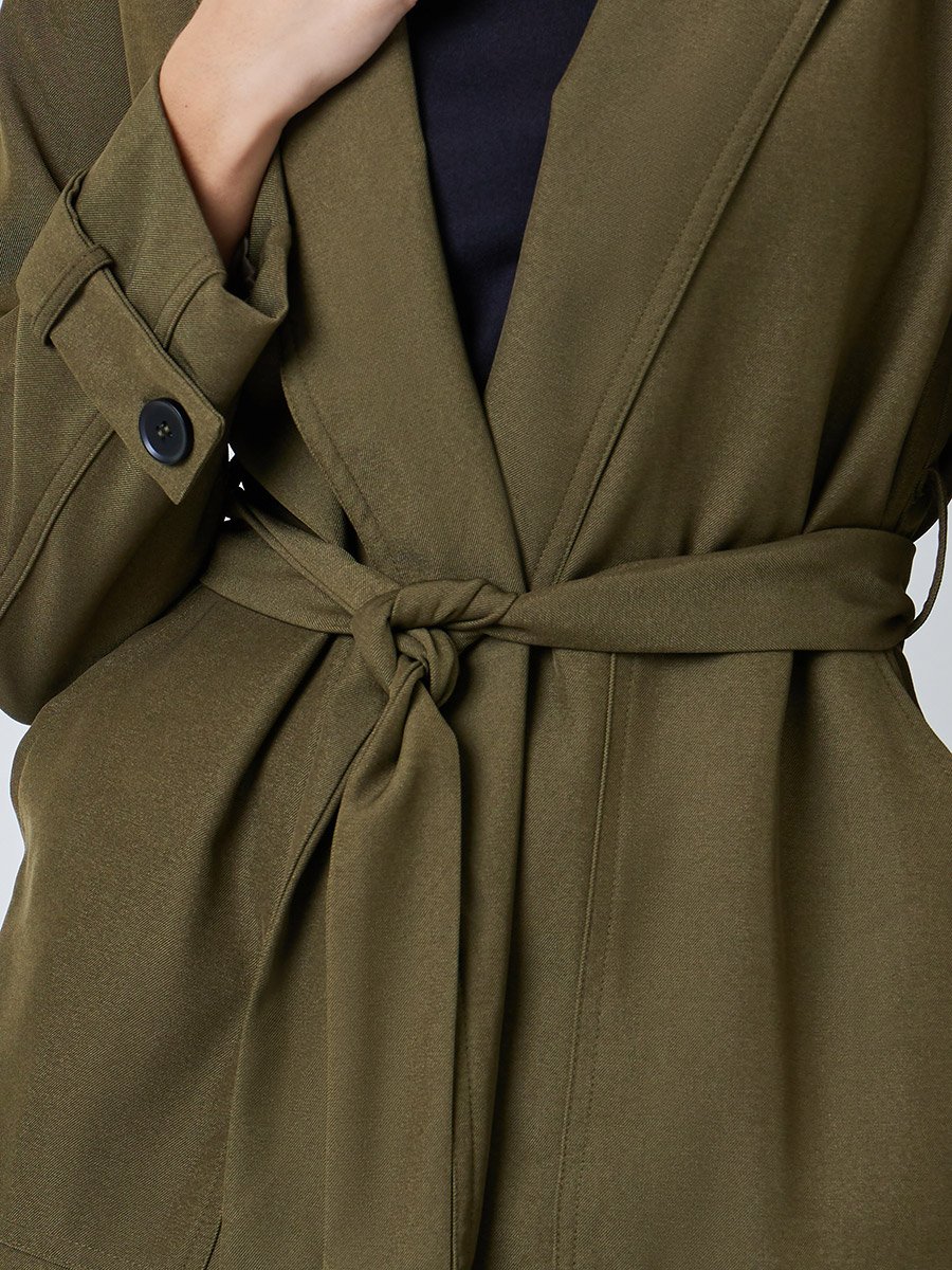 Olive Regular Fit Longline Tailored Jacket