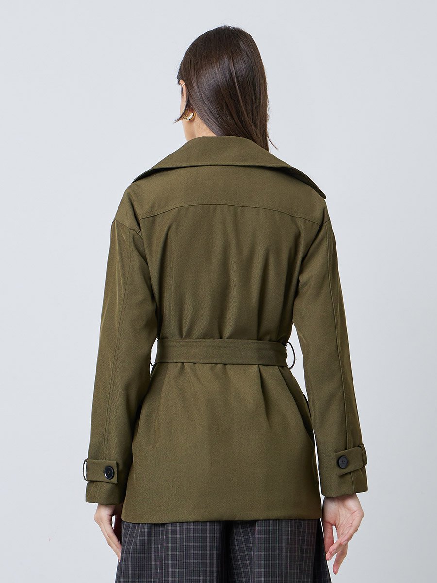 Olive Regular Fit Longline Tailored Jacket
