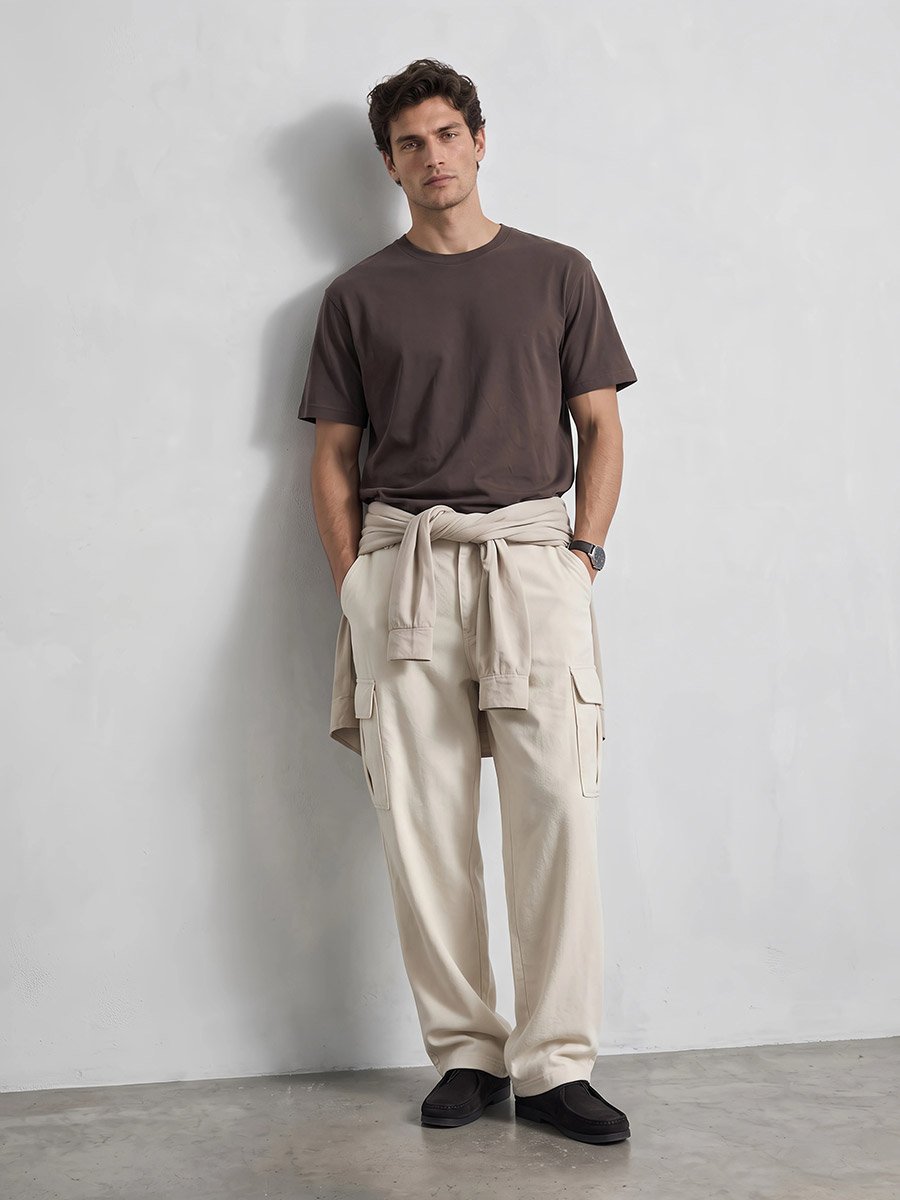 Men Brown Crew Neck Regular Fit T-Shirt