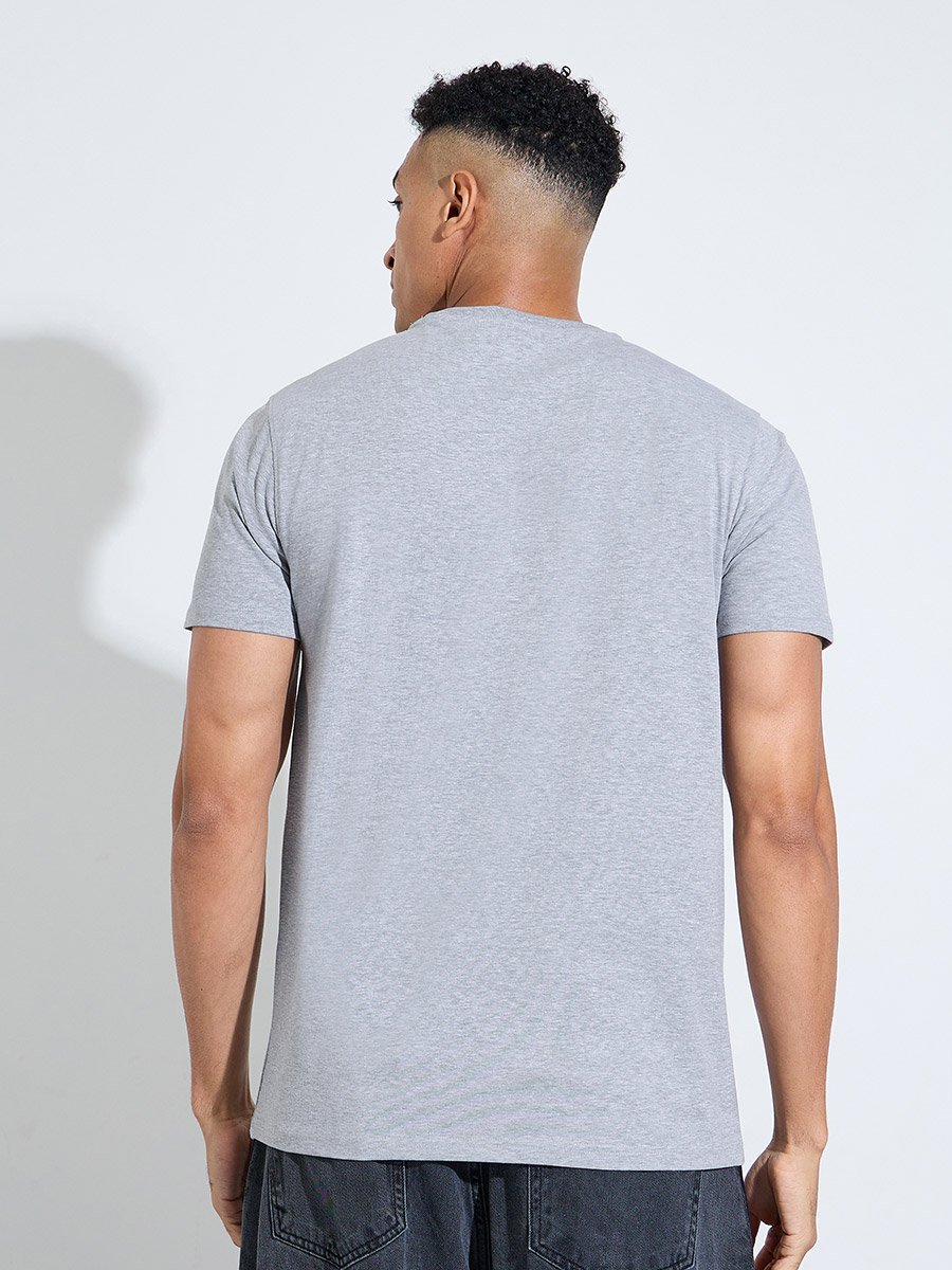 Men Grey Crew Neck Regular Fit T-Shirt