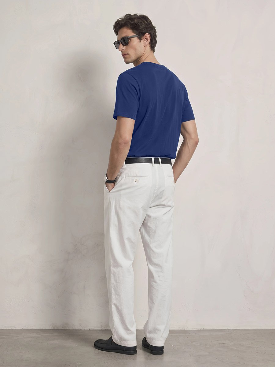 Men Navy Blue Crew Neck Regular Fit T-Shirt