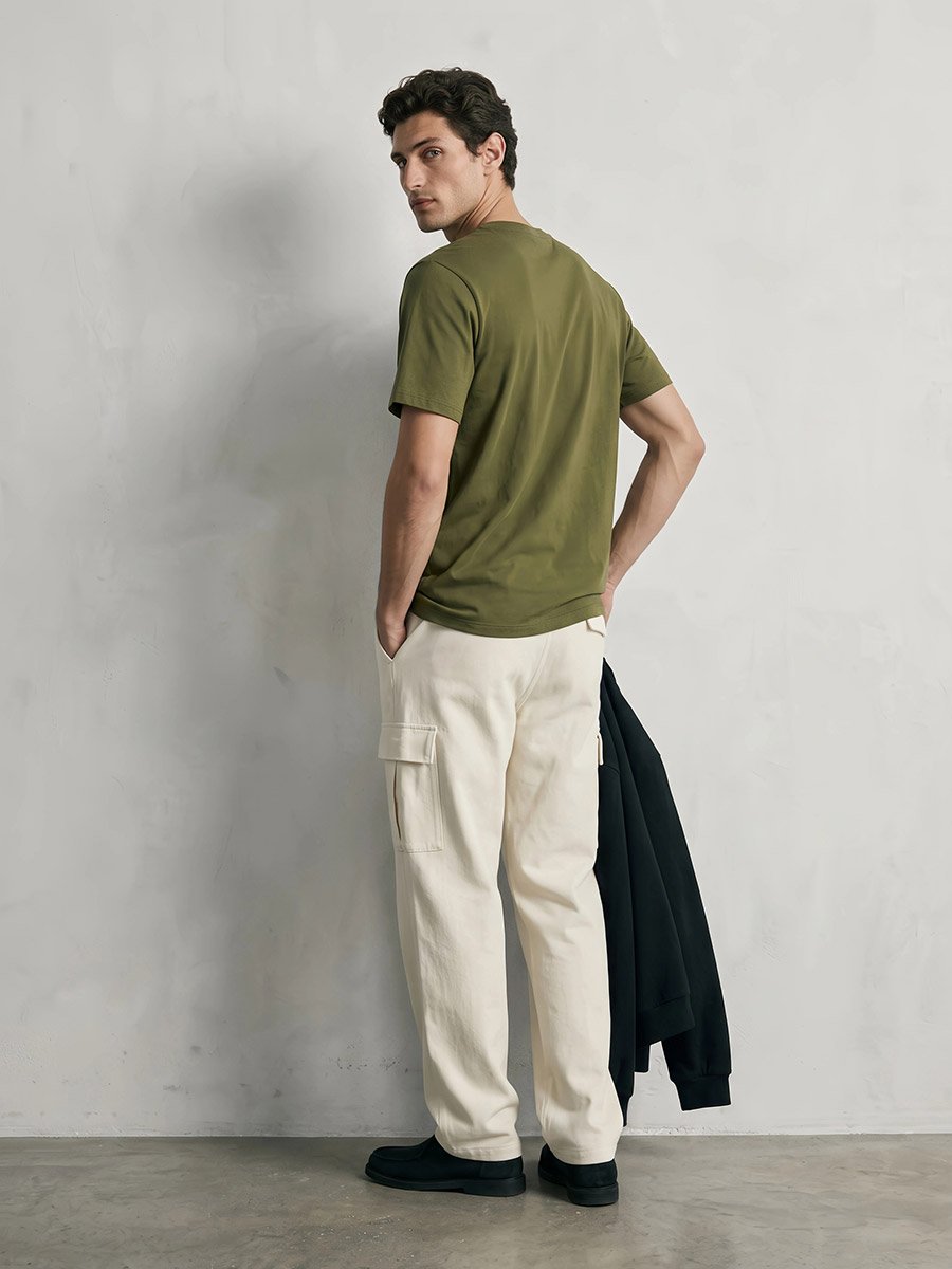 Men Olive Crew Neck Regular Fit T-Shirt