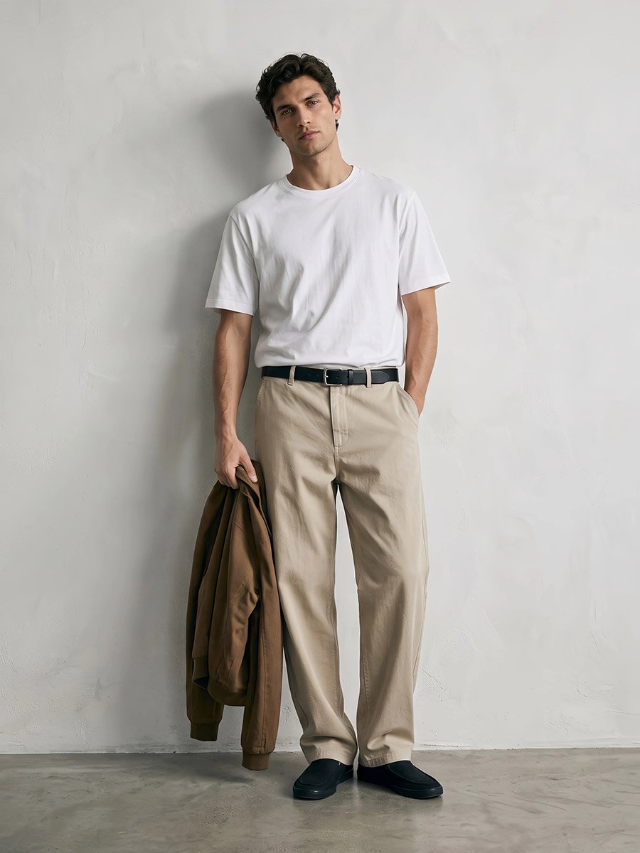 Men White Crew Neck Regular Fit T-Shirt