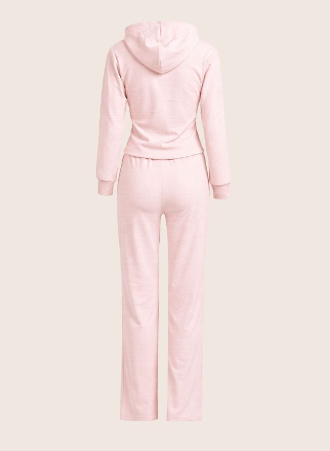 Solid Long Sleeves Sweatshirt and Flared Pants Co-Ord Set