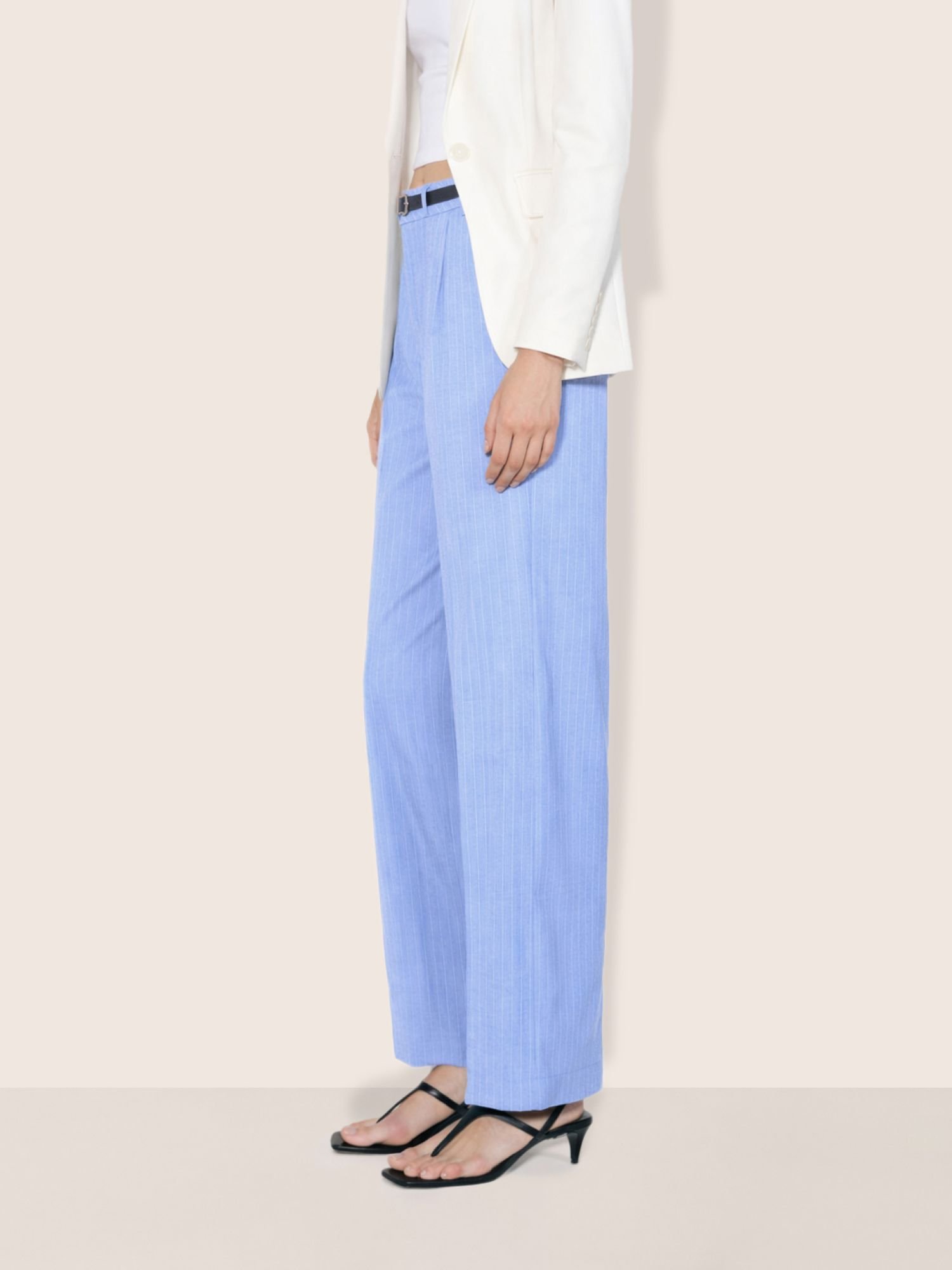 Blue Relaxed Fit Pinstripe Trousers