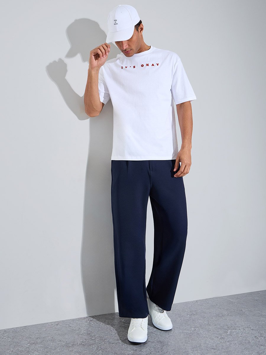 White HD Slogan Print Crew Neck Oversized T-Shirt