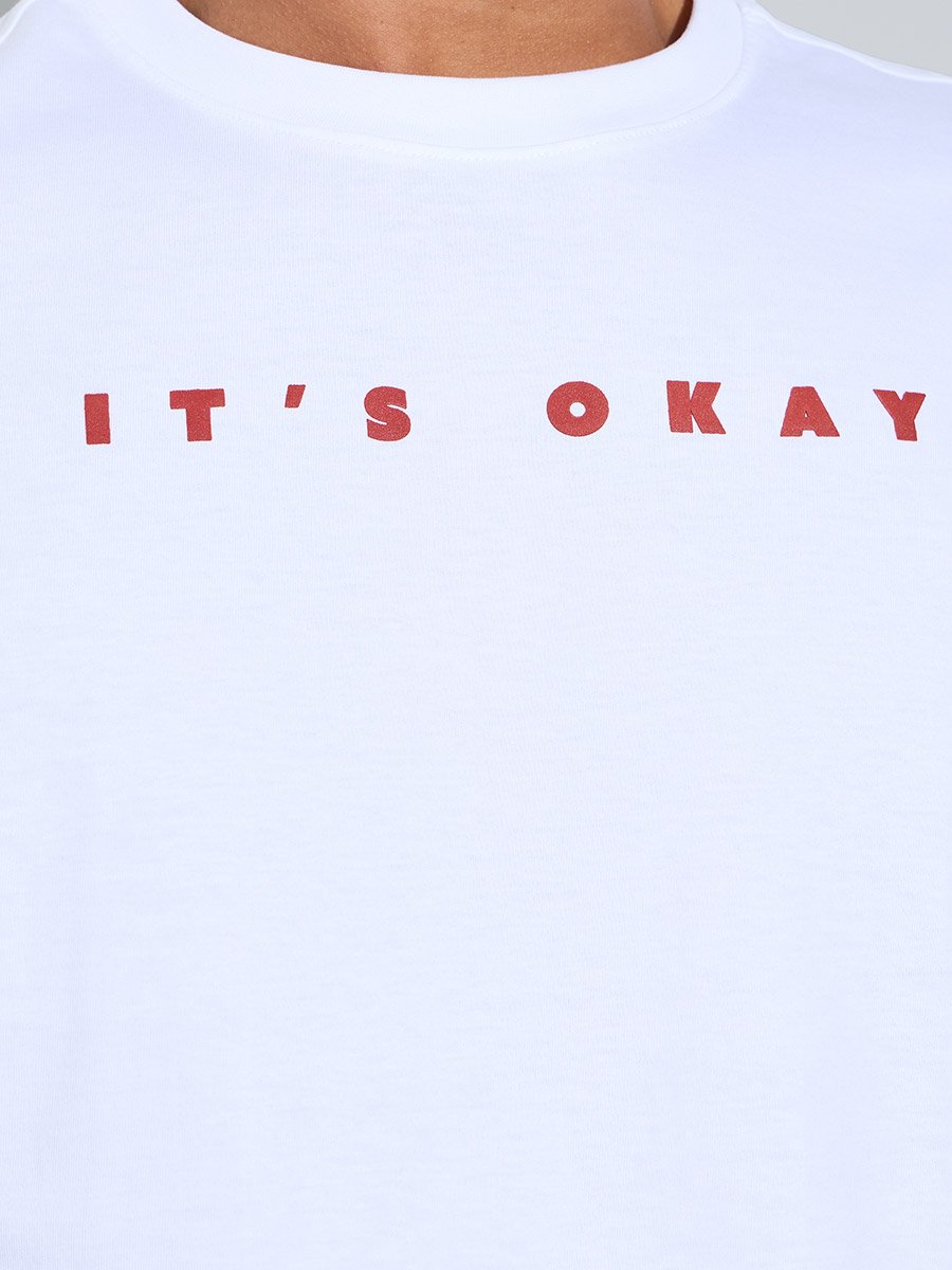 White HD Slogan Print Crew Neck Oversized T-Shirt