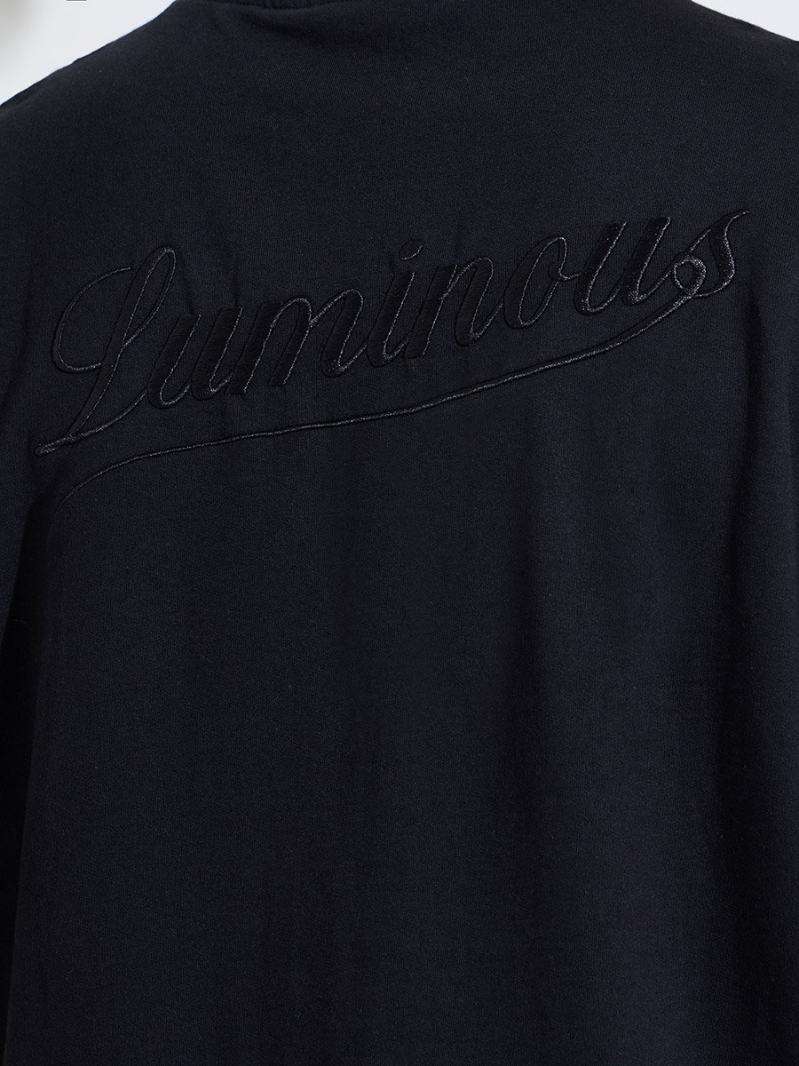 Black Embroidered Crew Neck Oversized T-Shirt