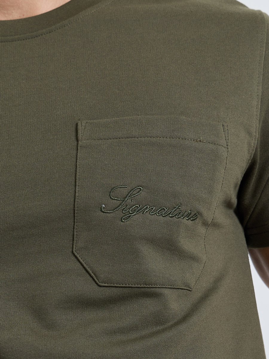 Men Olive Regular Fit Cotton Rich Terry T-Shirt