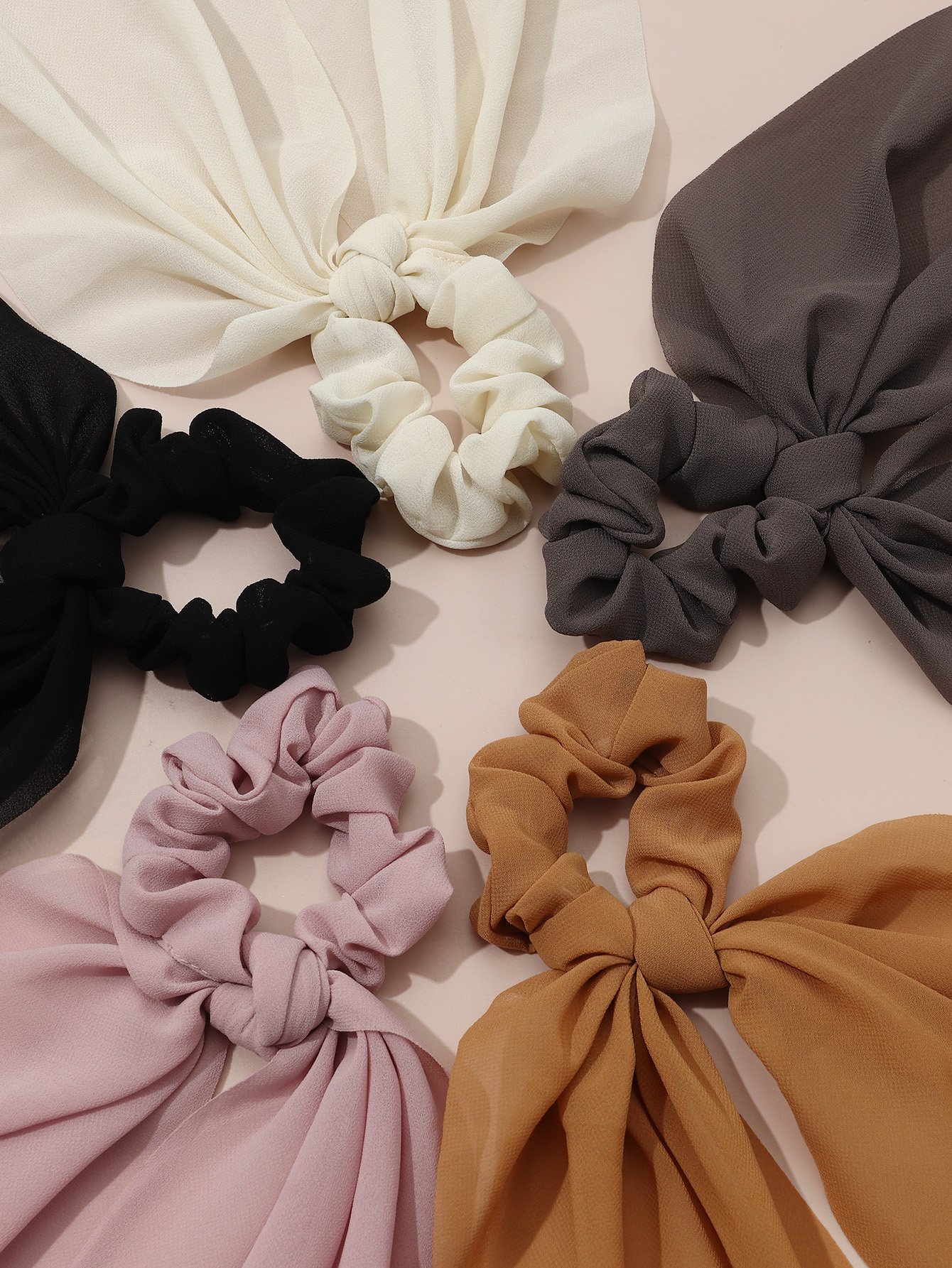 Set of 5 - Plain Hair Scrunchies