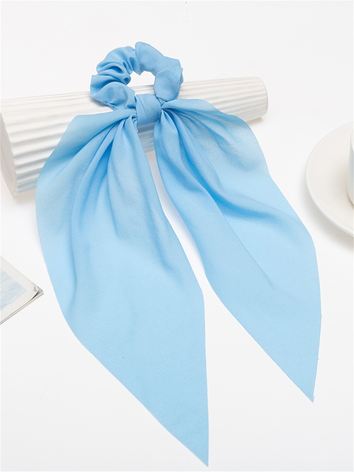 Blue Hair Tie with Flowing Ribbons
