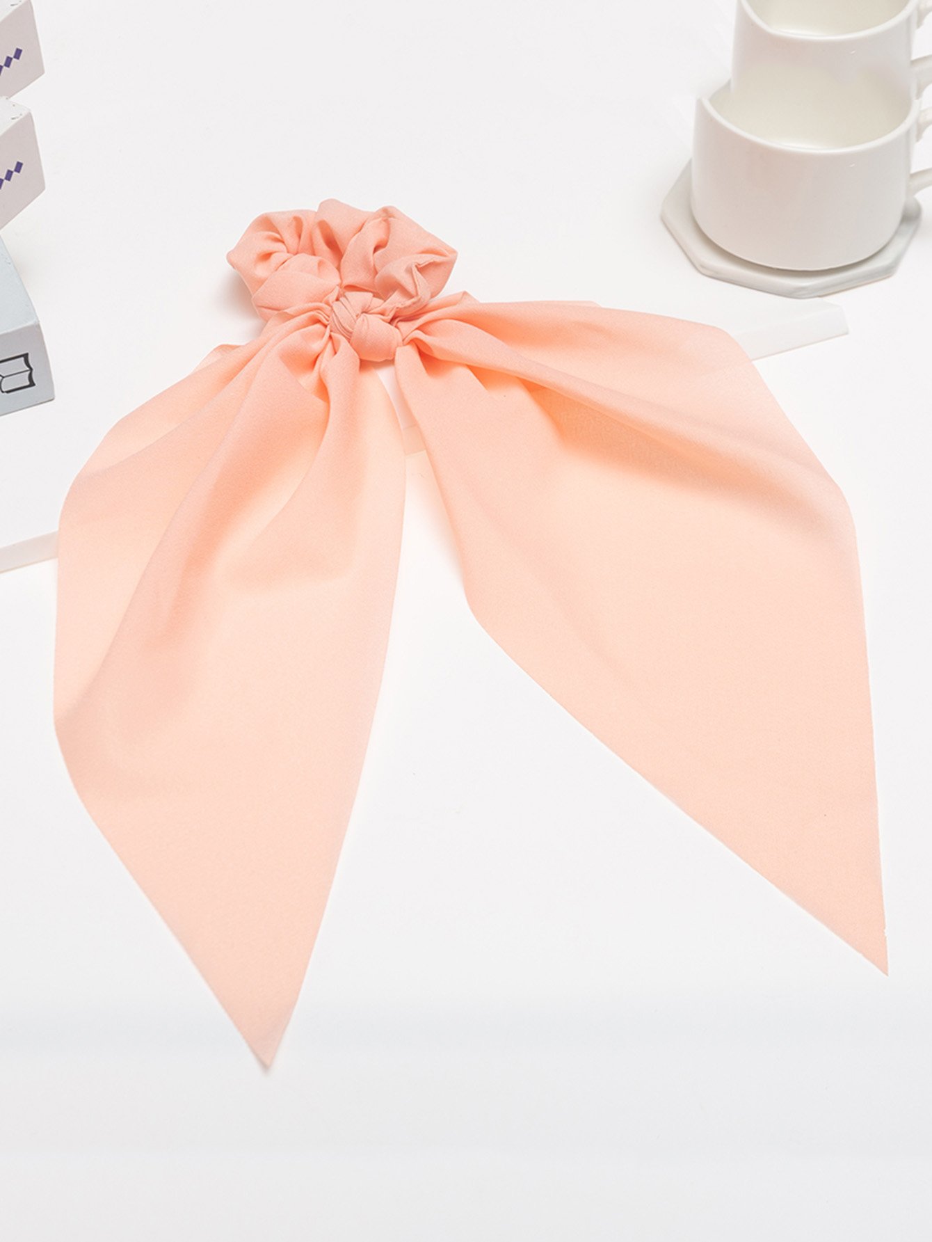 Peach Hair Tie with Flowing Ribbons