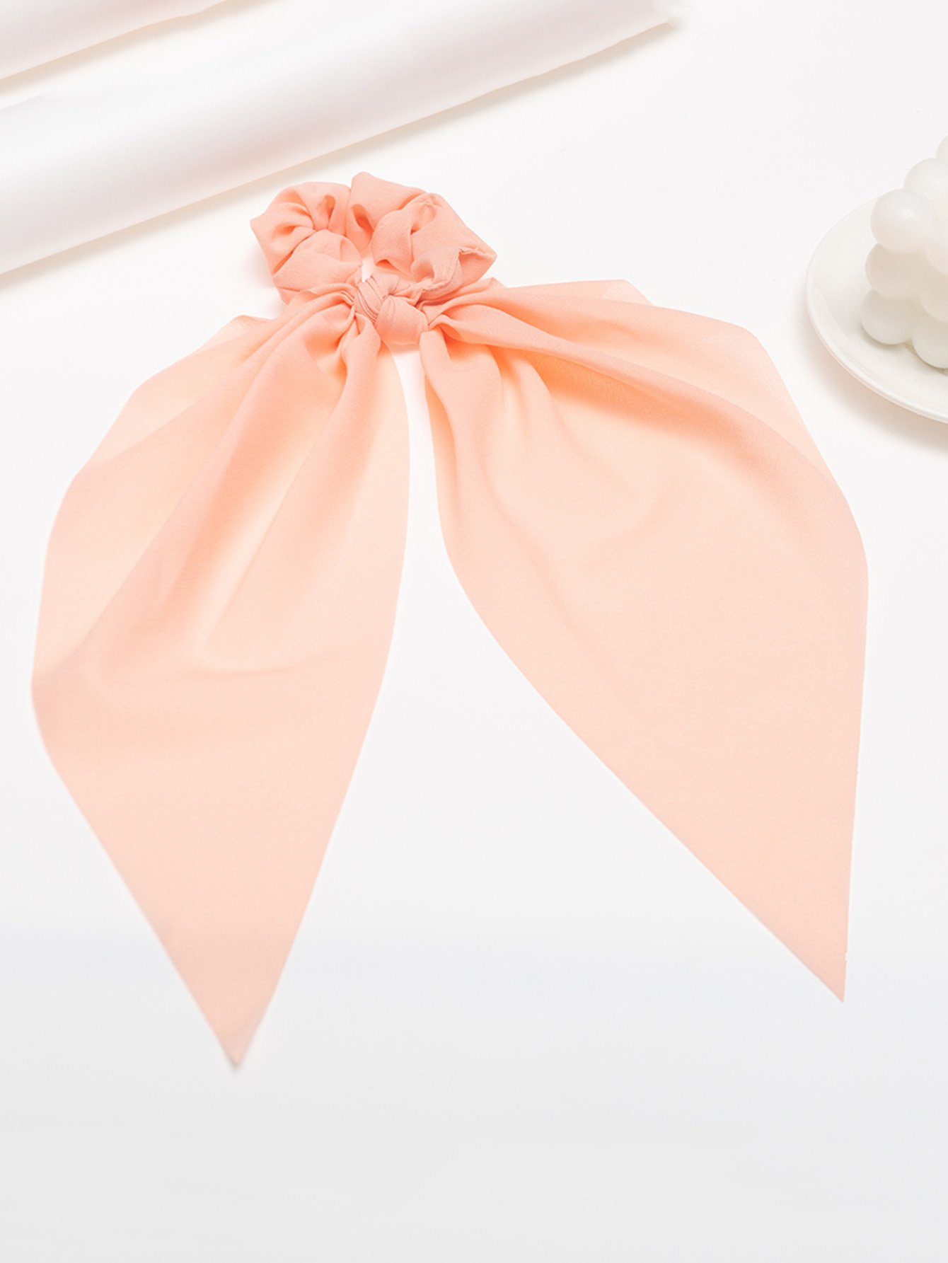 Peach Hair Tie with Flowing Ribbons