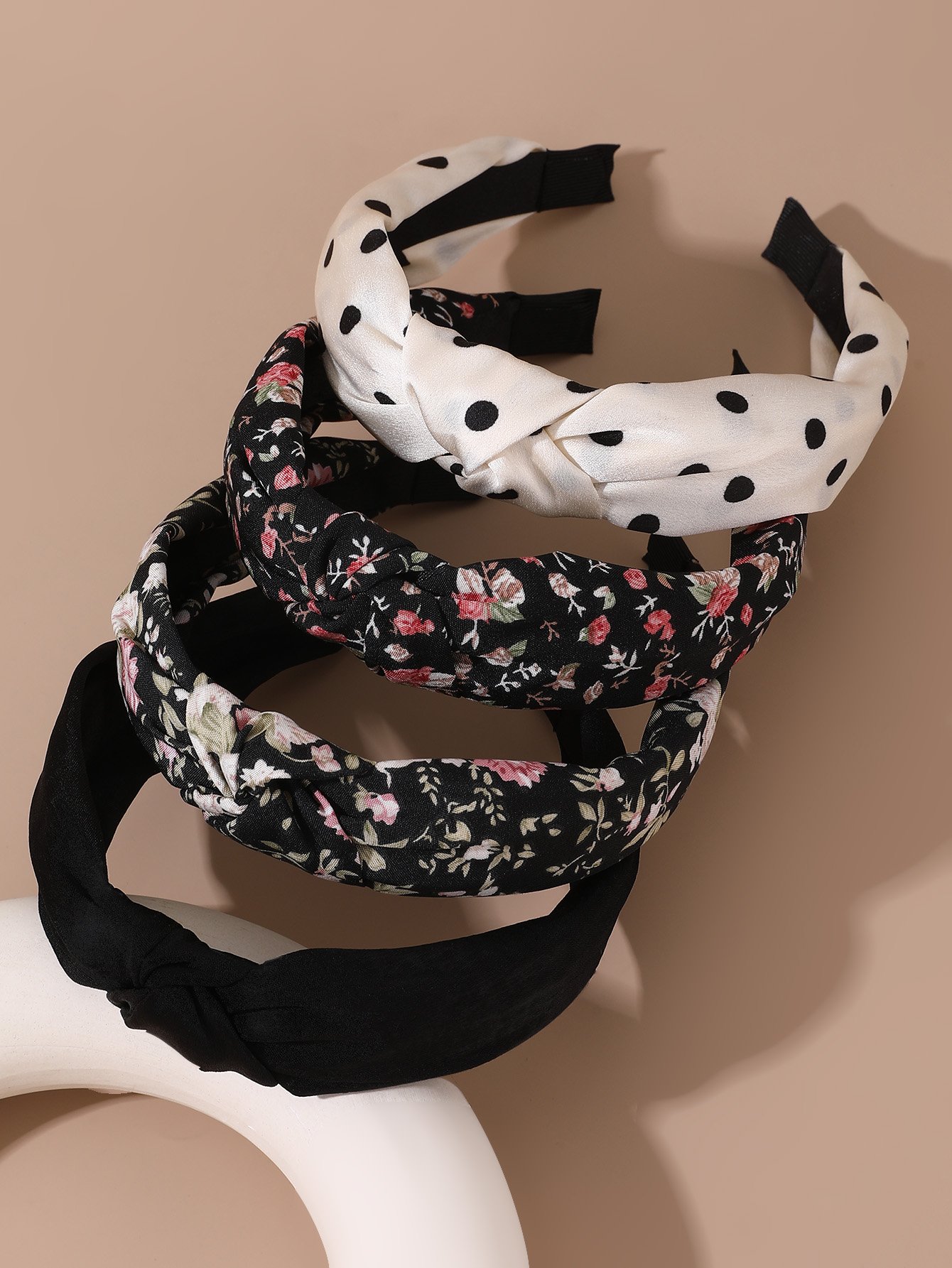 Set of 4 - Flower Print Knot Headband