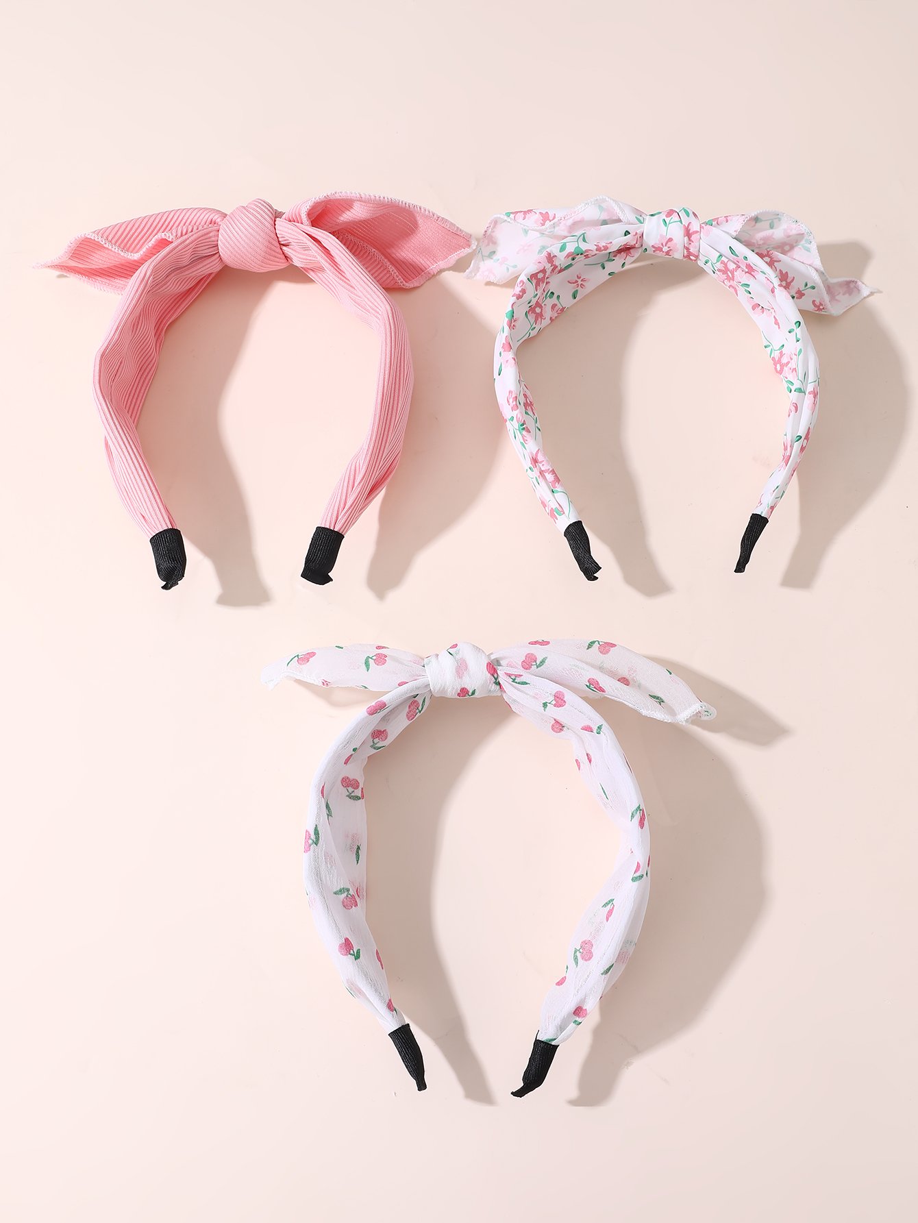 Set of 3 -  Flower Print Bow Headband