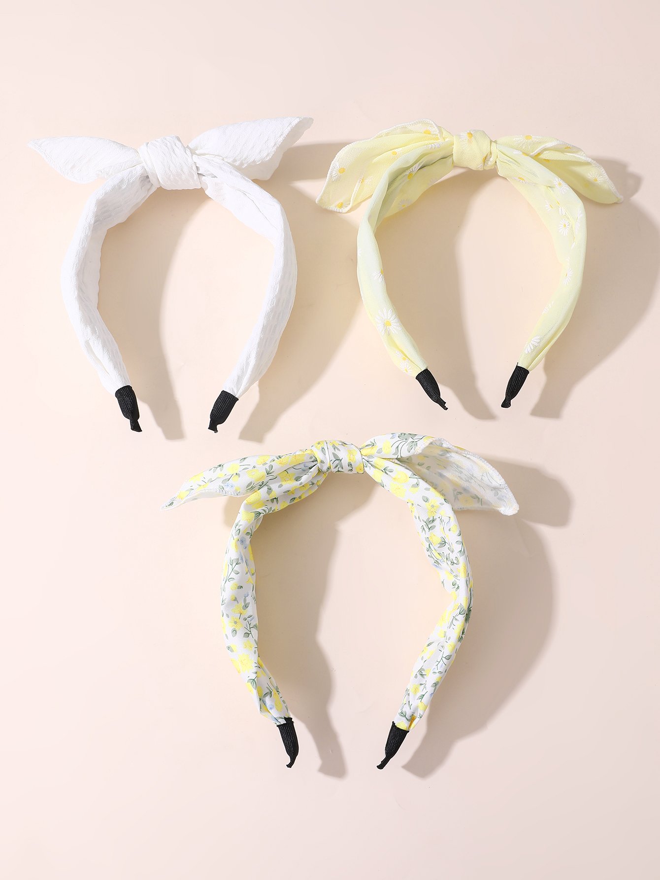 Set of 3 - Flower Print Bow Headband