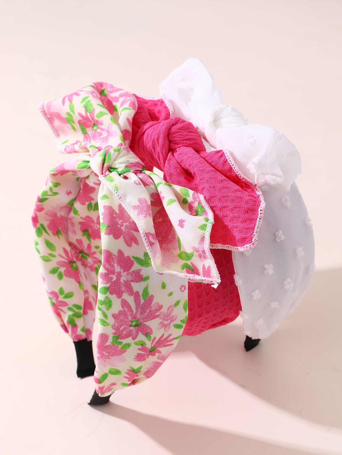 Set of 3 - Flower Print Bow Headband