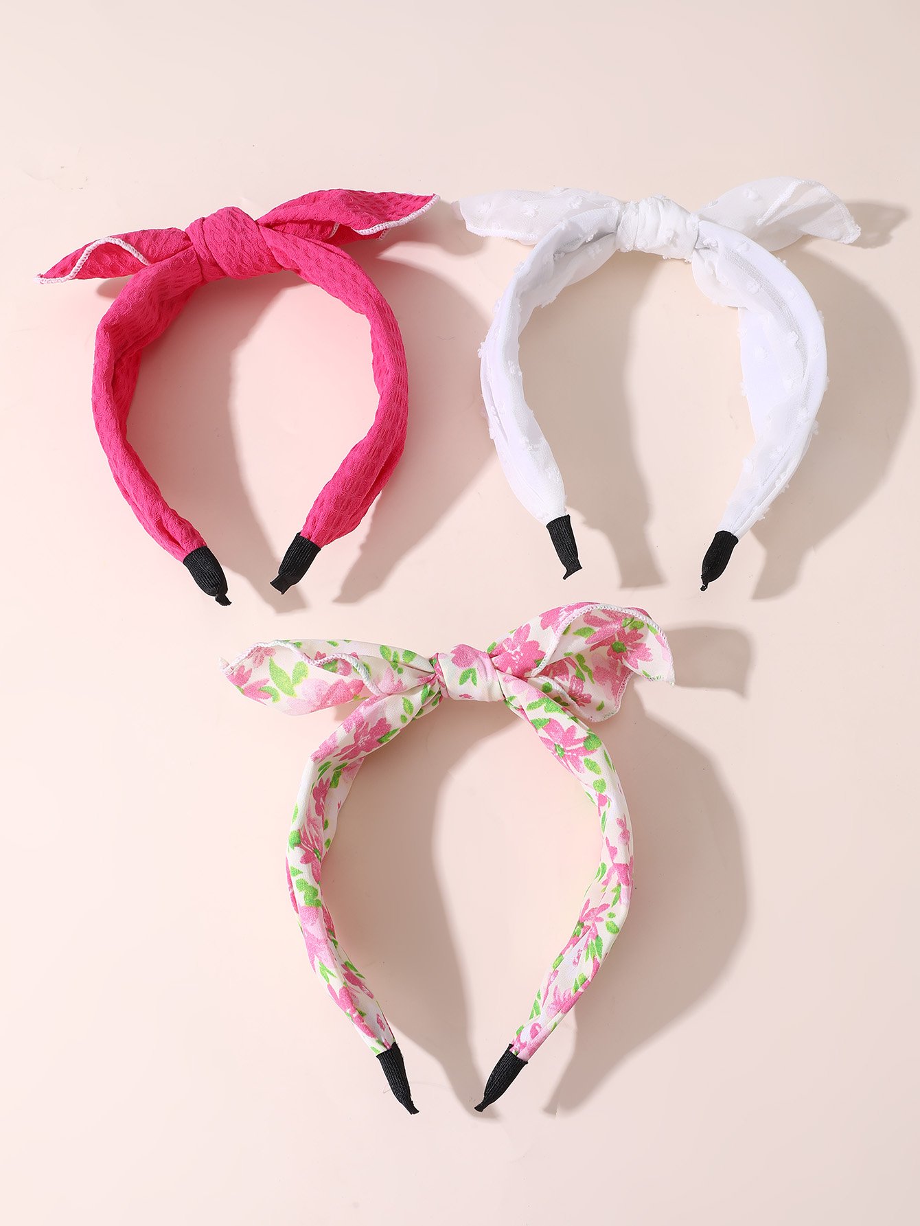 Set of 3 - Flower Print Bow Headband