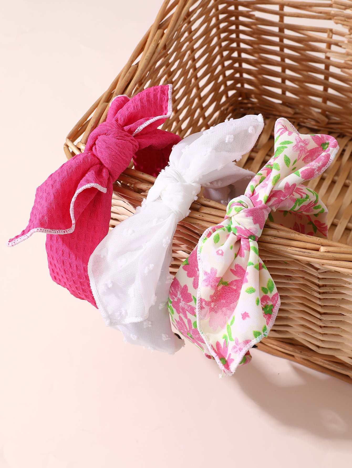 Set of 3 - Flower Print Bow Headband