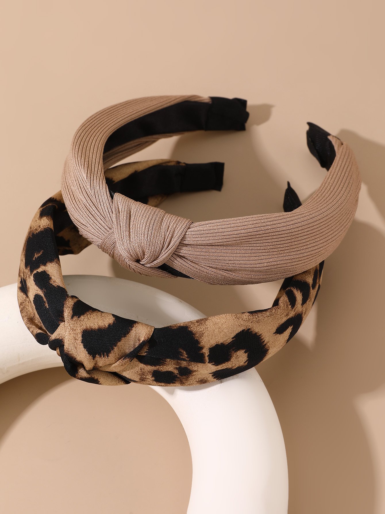 Set of 2 - Leopard Print Knot Headband