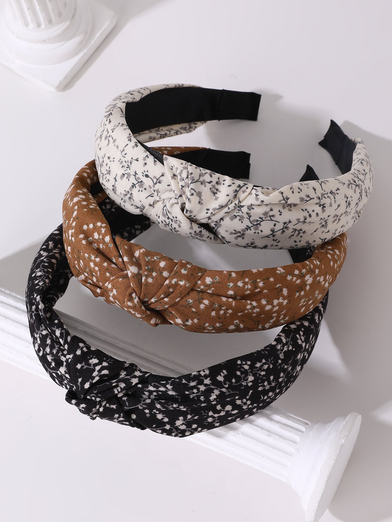 Set of 3 - Flower Print Knot Headband