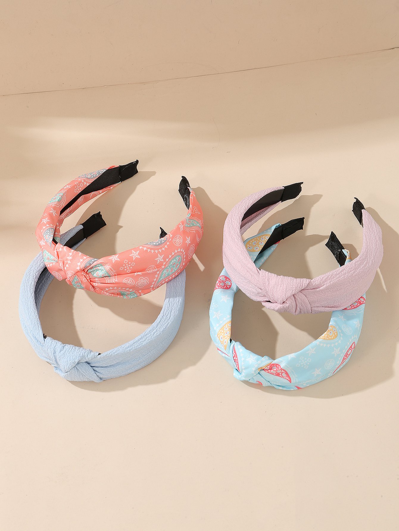 Set of 4 - Paisley Print Knot Headband