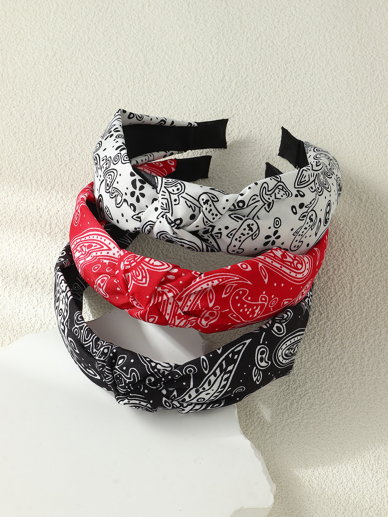 Set of 3 - Bandana Print Knot Headband